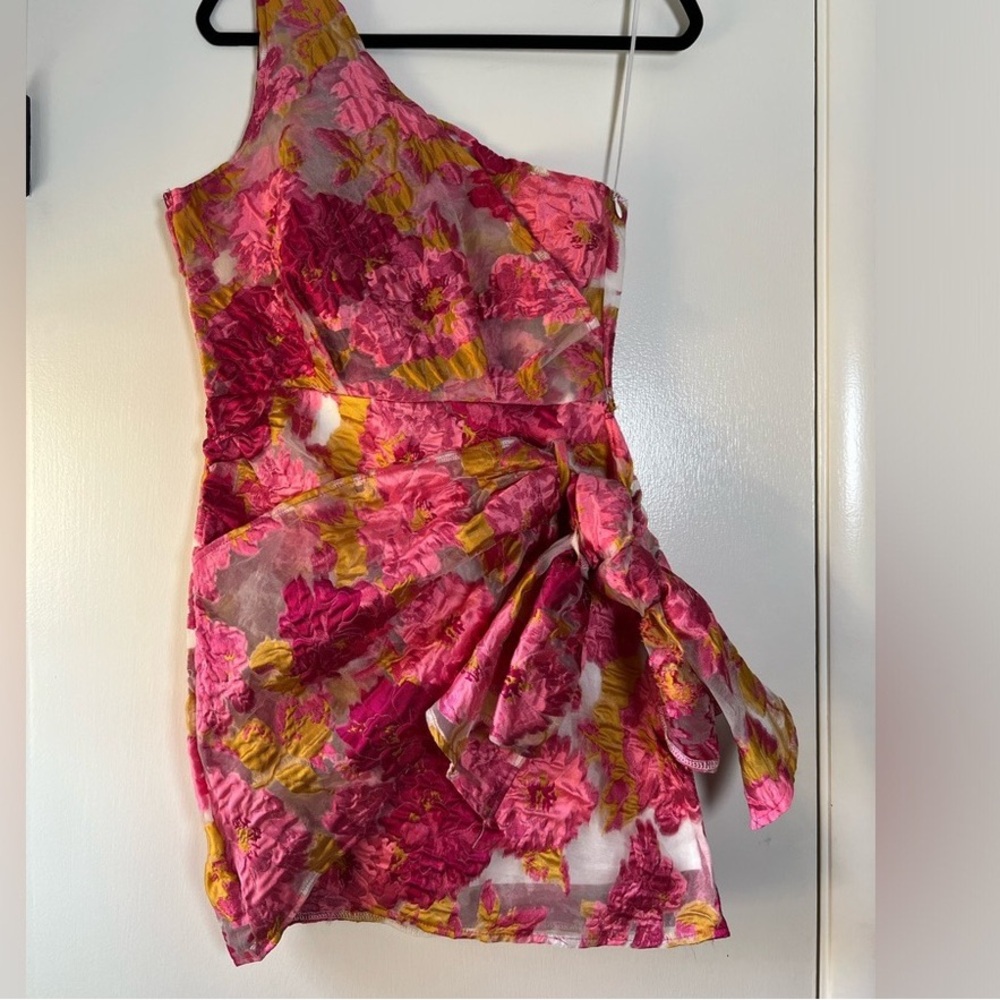 Hello Molly Pink and Yellow One-Shoulder Swim One Piece